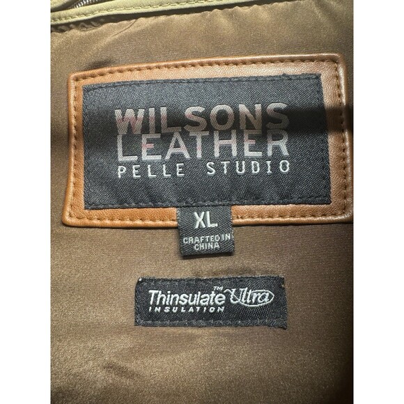 Vintage Wilsons Leather Pelle Studio Mens XL Brown Insulated Leather Jacket Coat - Picture 7 of 16